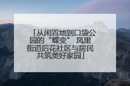 从闲置地到口袋公园的“蝶变” 凤里街道后花社区与居民共筑美好家园